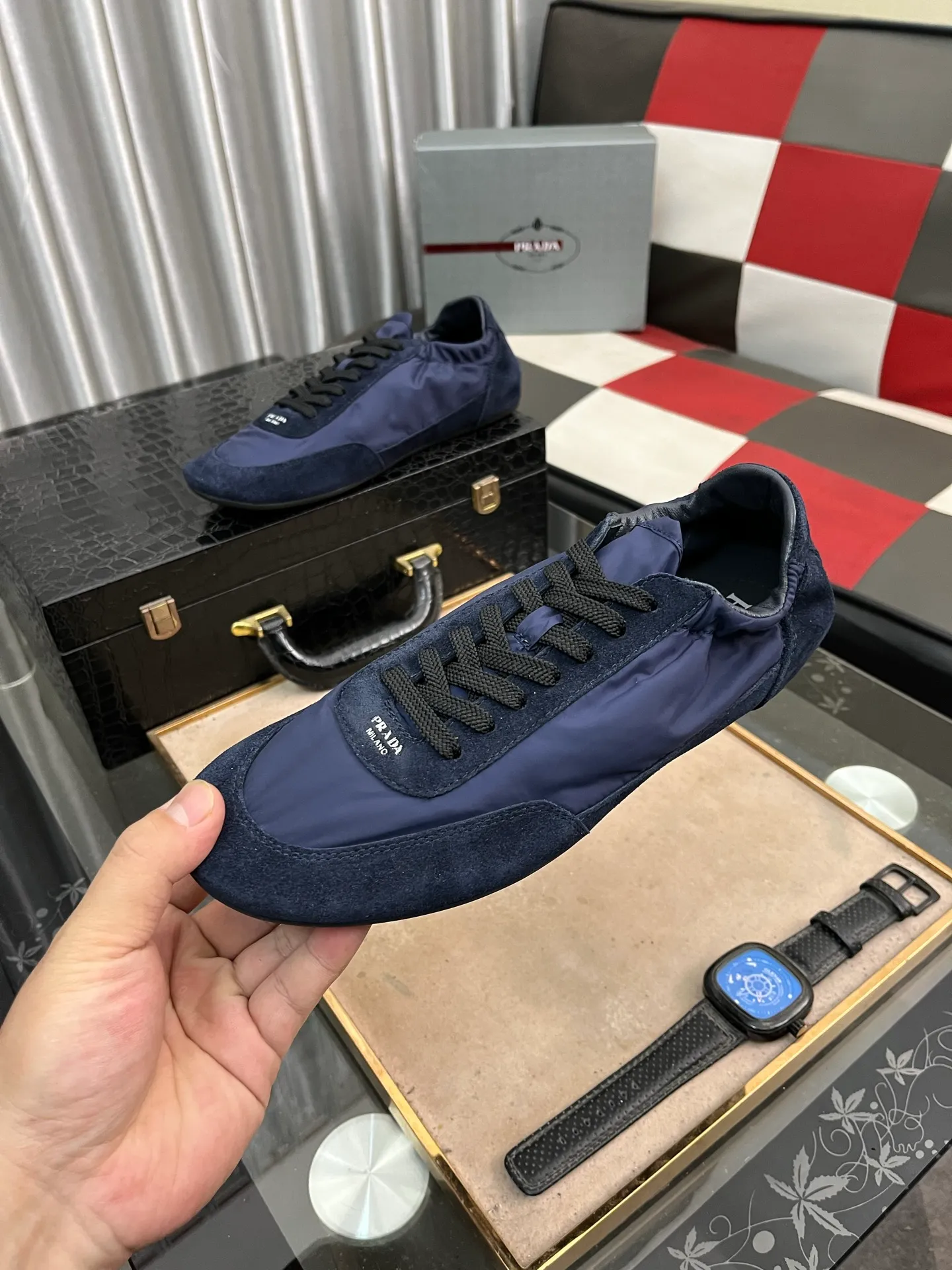 Men's shoes 💰500⌚️⌚️【PRADA】Prada - high-end quality original order 🔍🔍🔍 casual sports shoes - Upper: 🔝Nappa calfskin, brand high mercerized canvas, shoe body brand metal fasteners, tongue silk screen brand logo - Lining: water-dyed cowhide - Outsole: ultra-light TPU foam; molded outsole -Ultra-high quality control and fine workmanship: outstanding (high-end, extravagance, class) -Size: 38-446️⃣colors available
